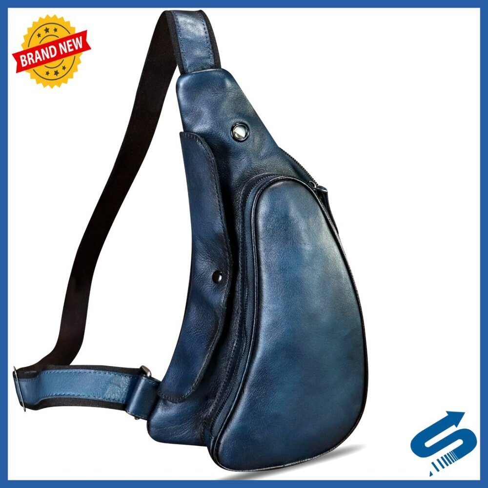 Genuine Leather Sling Backpack Crossbody Daypack 7.4x14.1 Inches